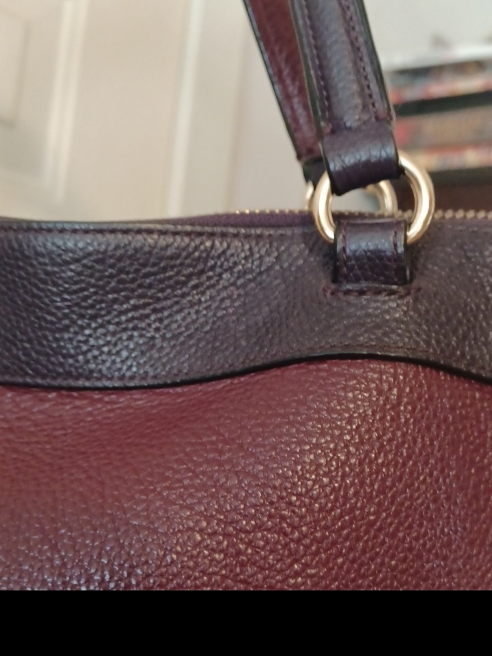 Coach Burgundy Leather Tote Navy Trim and Pink Accent Hangtags Shoulder Purse - Picture 11 of 16